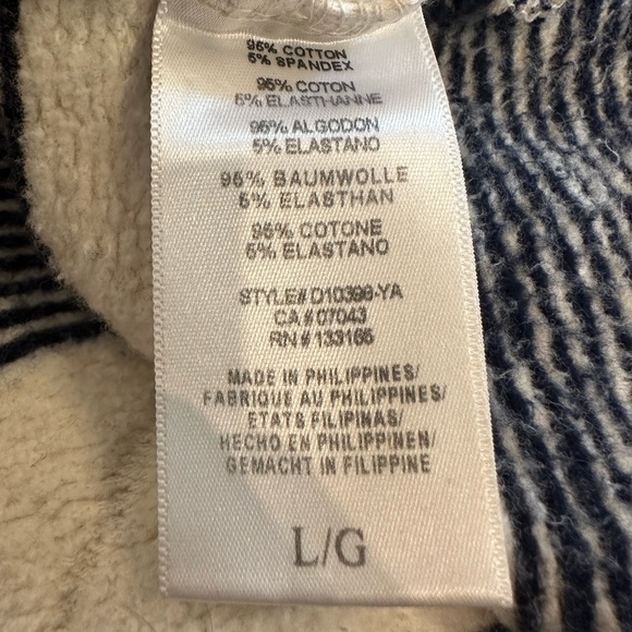 Anthropologie Eri + Ali Navy and White Striped Mock Neck Sweater Size Large - Picture 8 of 9